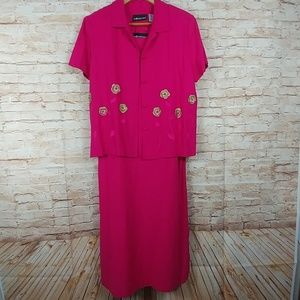 Sag Harbor Dress Pink w/flowers Shift w/jacket 8